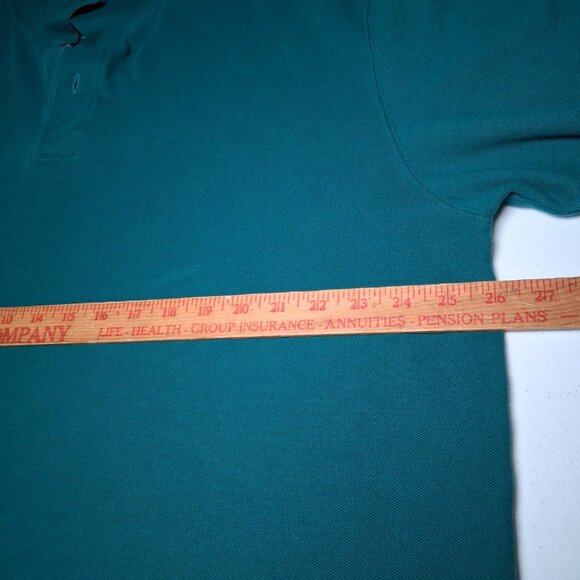 LL Bean Polo Shirt XL Tall Green Long Slv Classic Collared Preppy Woven Cotton - Picture 3 of 12
